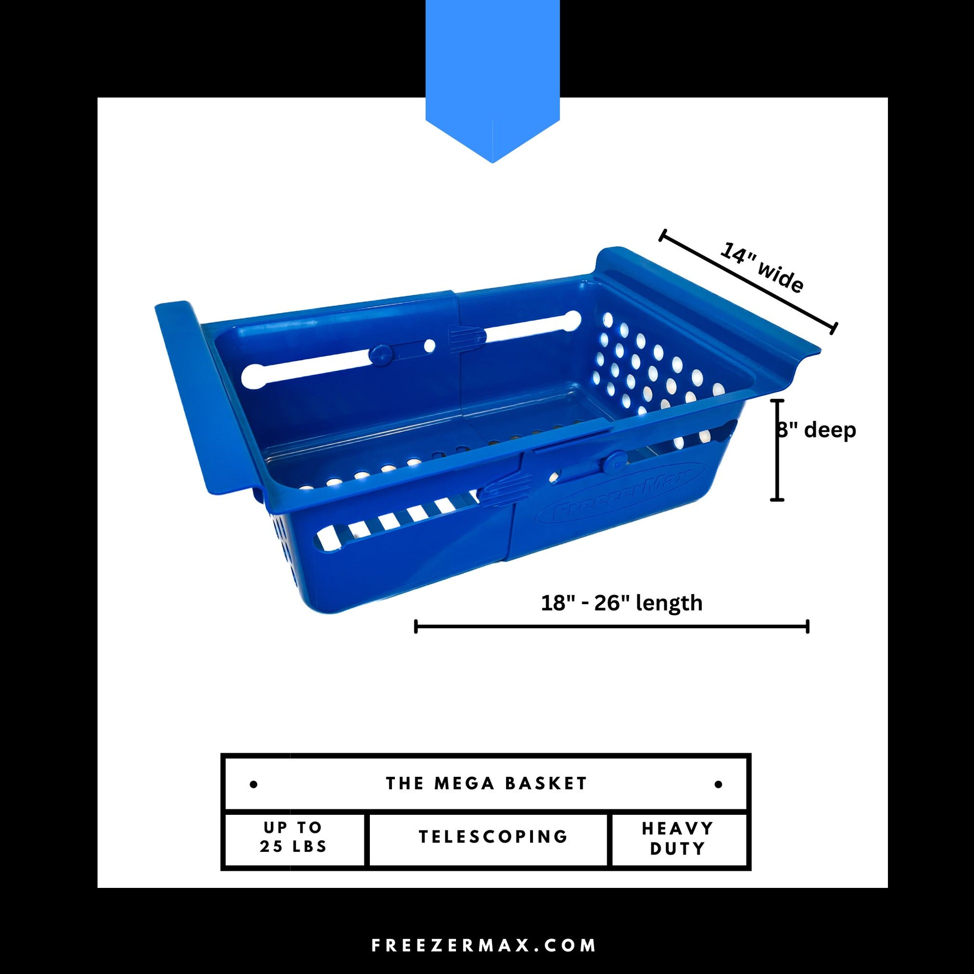 FreezerMax Add a Layer - Rails and Chest Freezer Sliding Baskets - Freezer  Storage Bins - Adds a middle level of sliding baskets to 8-14 cubic foot